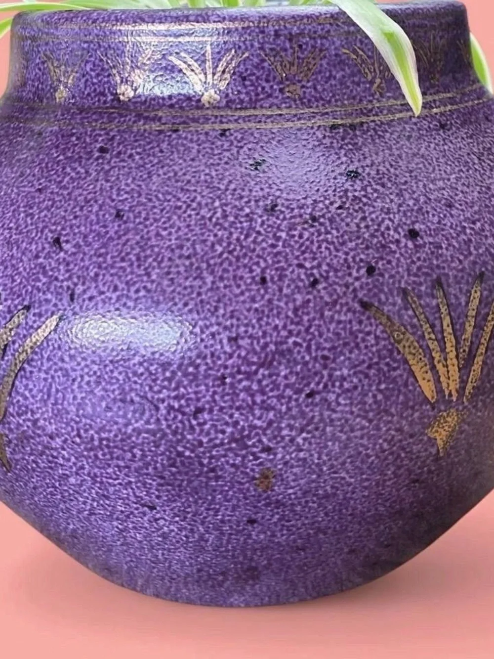 Vintage Ecco Nova Medieval Monarch Purple Gold Porcelain Planter Vase - Picture 4 of 8
